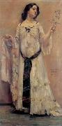 Lovis Corinth Portrait of Charlotte Berend-Corinth in a white dress oil on canvas